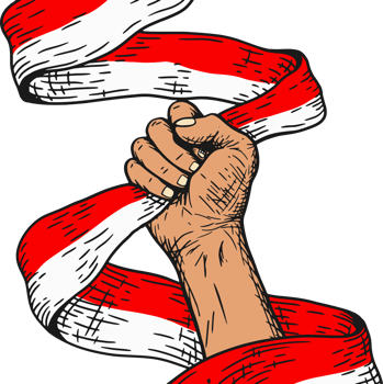 Handdrawn Holding Indonesia Flag Illustration png