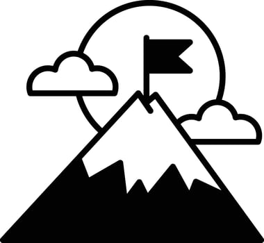 A mountain with a flag on top of it vector