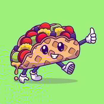 Cute Taco Food Thumbs Up Cartoon vector