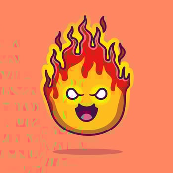 Cute Angry Fire Element Cartoon vector