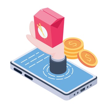 An isometric icon of food app order vector