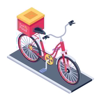 Easy to edit isometric icon of food delivery bike vector