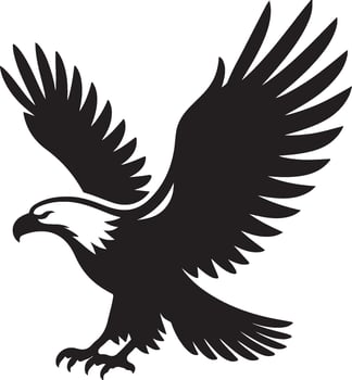 eagle in flight with wide wingspan. isolated silhouette image of bird vector