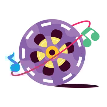 Music reel sticker designed in flat style vector
