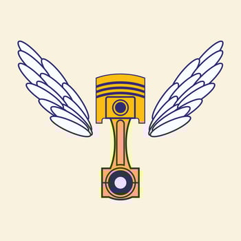 vintage retro winged piston logo illustration vector