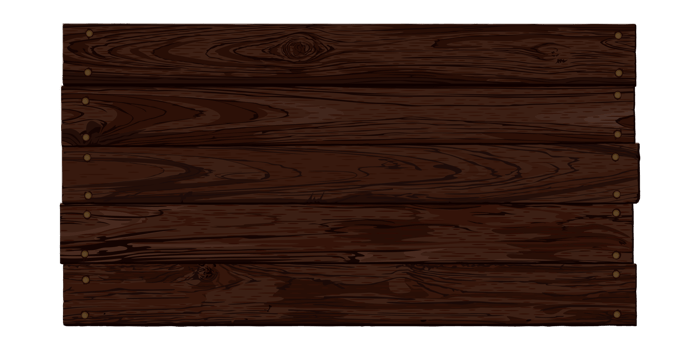Blank signboard isolated made from cut timber panels and held together with brass rivets graphic illustrated. Nameplate wooden texture pattern. png