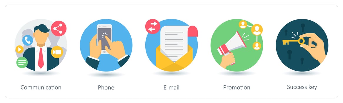 A set of 5 business icons as communication, phone, email vector