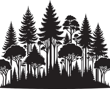 Forest Trees Silhouette Logo Monochrome Design Style vector
