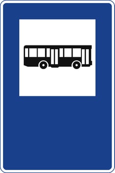 Rectangular traffic signal in blue and white, isolated on white background. Bus stop vector