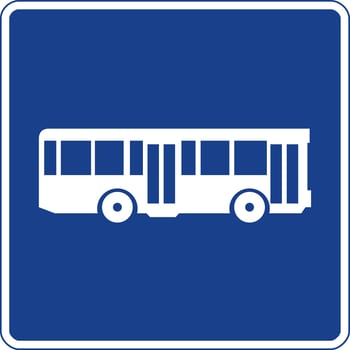 Square traffic signal in blue and white, isolated on white background. Lane reserved for buses vector