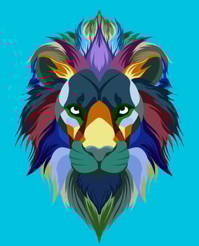 lion heads full of bright colors, symbols or logos, simple and elegant. vector