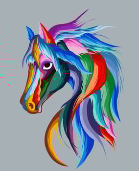 colorful horse pop art portrait style, can be used for, posters, t shirt design, painting, decoration, background, wallpaper, mural wall, coloring. vector