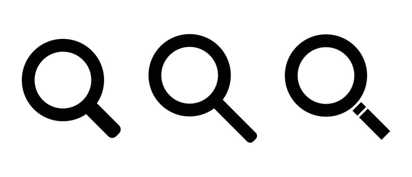 A set of magnifying glass icons in various designs. vector