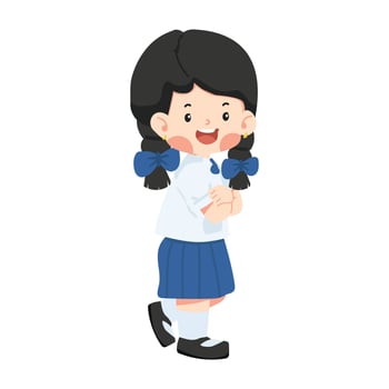 Cute girl standing with arms crossed vector