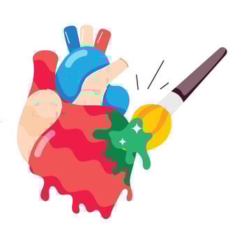 WebA graffiti sticker of a heart painting with brush vector