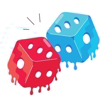 WebGraffiti sticker of a melting dice vector
