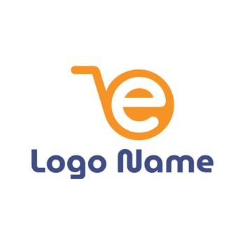 Modern e letter ecommerce logo design for business and company vector