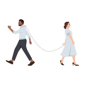 Man bound and trapped by marriage. vector