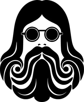 Hippie - Black and White Isolated Icon - illustration vector