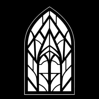 Stained Glass - Black and White Isolated Icon - illustration vector