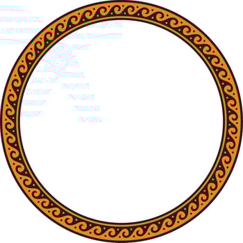 round orsnge classic frame. Greek wave meander. Patterns of Greece and ancient Rome. Circle european border. vector