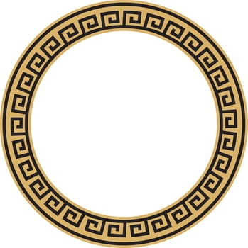 round golden classic frame. Greek meander. Patterns of Greece and ancient Rome. Circle european border vector