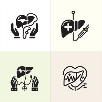 Liver Lifeline silhouette design, organ day silhouette design vector