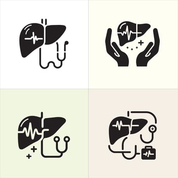 Liver Lifeline silhouette design, organ day silhouette design vector