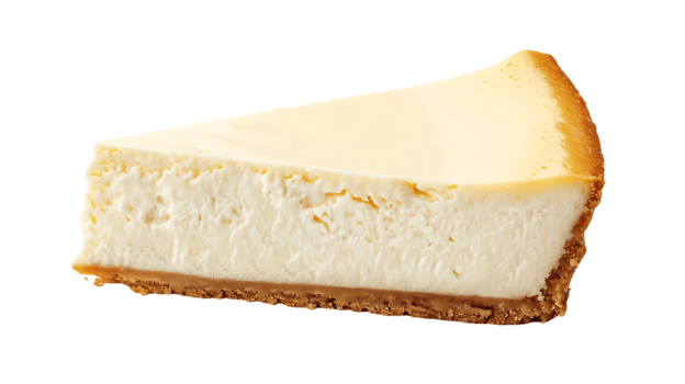 Slice of Classic Cheesecake with Graham Cracker Crust - Photo png