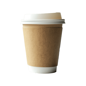 Close-up of disposable coffee cup with a white lid. Takeaway beverage png