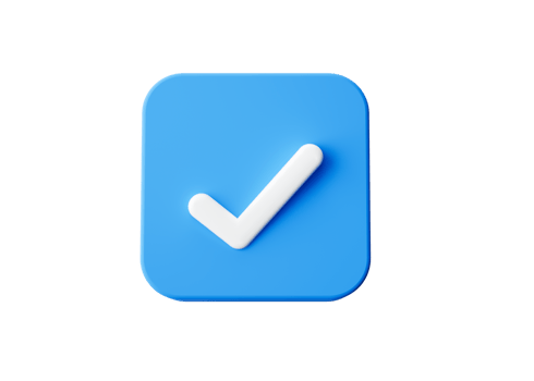 3d White Check Mark Symbol With Rounded Blue Square Icon 3d illustration png