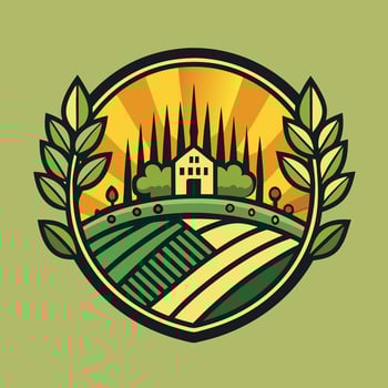 Farming logo illustration design on solid background vector