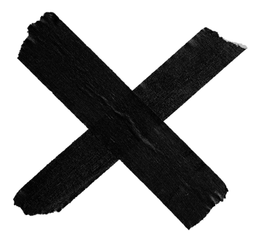 Grunge X symbol made of black masking tape isolated on transparent background png