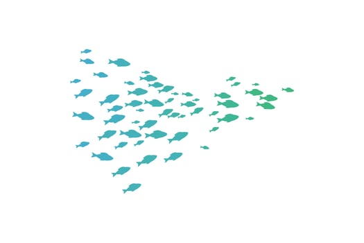 Silhouettes groups sea fish's colony image, Fish background icon vector