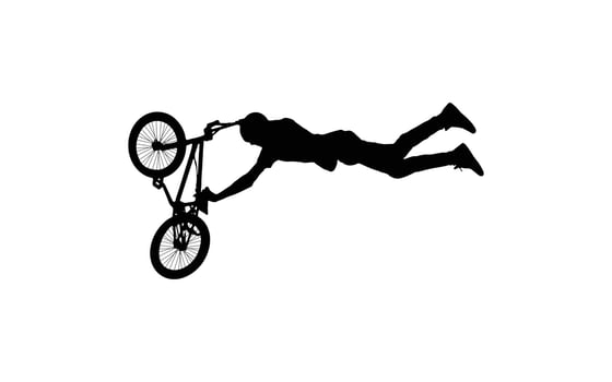 People's playing with bicycle silhouette image vector