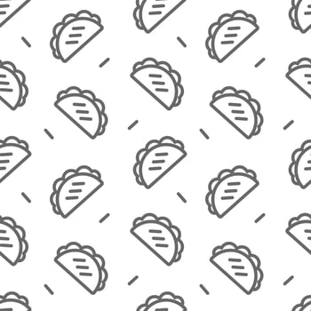 Taco icon seamless pattern. line illustration in flat cartoon style. Fast food takeout. For background, menu, invitation. vector