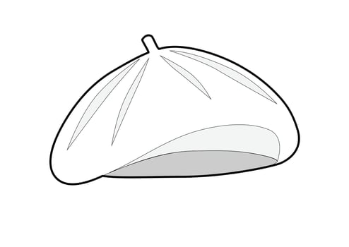 White beret, illustration, black and white vector