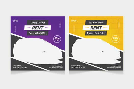 Automotive car rental banner for social media post template Car sale promotion social media post, Car ads, Car banner design template. vector