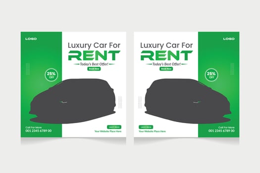Automotive car rental banner for social media post template Car sale promotion social media post, Car ads, Car banner design template. vector