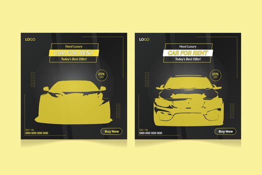 Automotive car rental banner for social media post template Car sale promotion social media post, Car ads, Car banner design template. vector
