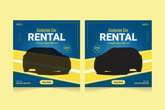 Automotive car rental banner for social media post template Car sale promotion social media post, Car ads, Car banner design template. vector