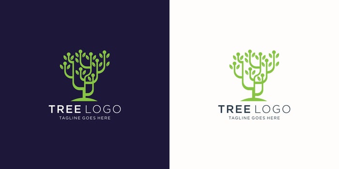 minimalist tree growth logo inspiration. Eco green plant illustration. vector