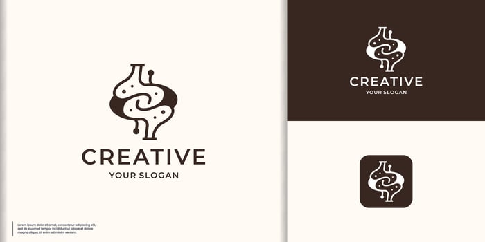 Logo Illustration Intestines Style. inspiration healthy digestion design. vector