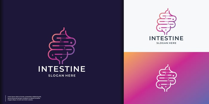 minimalist digestive tract logo design inspiration. Healthy intestine illustration. vector
