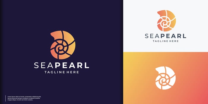 modern and simple the pearl logo on spiral, golden ratio concept with rounded line style. vector