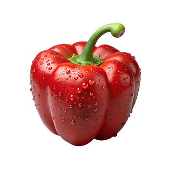 glistening red bell pepper with droplets of crisp water png
