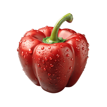 glistening red bell pepper with droplets of crisp water png