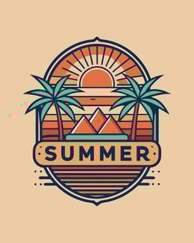 Beach with sea summer logo vintage for your design or tshirt design vector