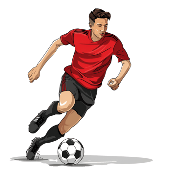 Artistic Design Of Soccer Player Logo Illustration No Background Perfect for Print on Demand T Shirt Design png