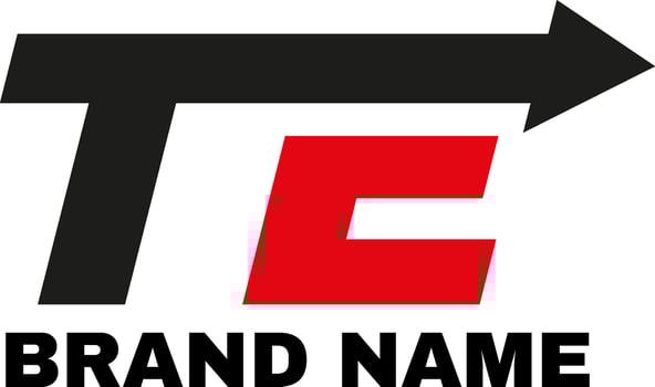 TE letter and arrow alphabet movement logo design vector